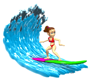female surfing