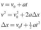 kinematic equations