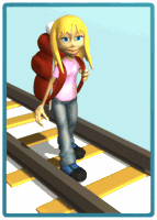 backpacker on railroad